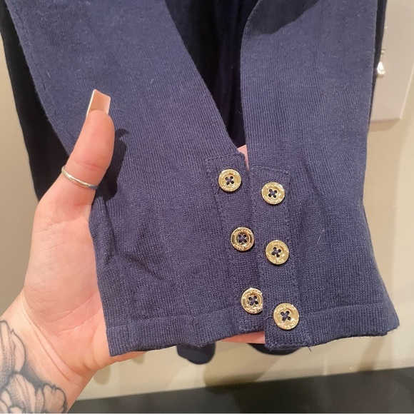 $228 Lilly Pulitzer Faire Off The Shoulder Long Sleeve Knit Dress Navy - Picture 6 of 8